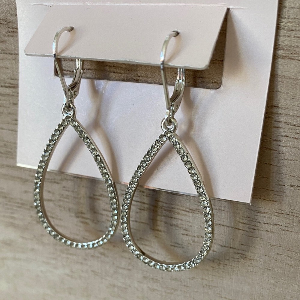 Sparkling Silver and Crystal Teardrop Earrings